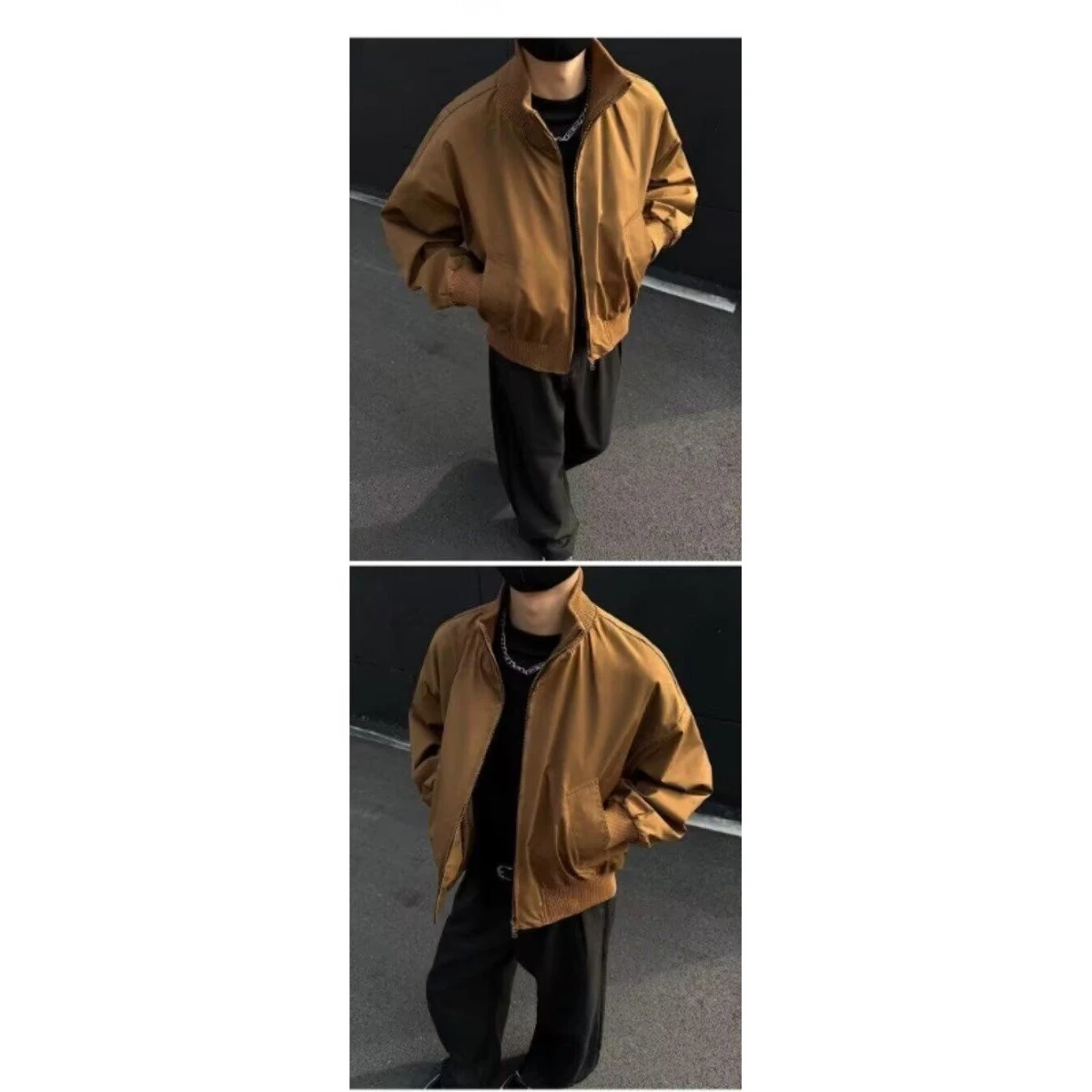 Retro Workwear Sle ort Jaet Loose Outerwear for Men And Women Pilot Coat Spring Autumn Faion Casual Polyester