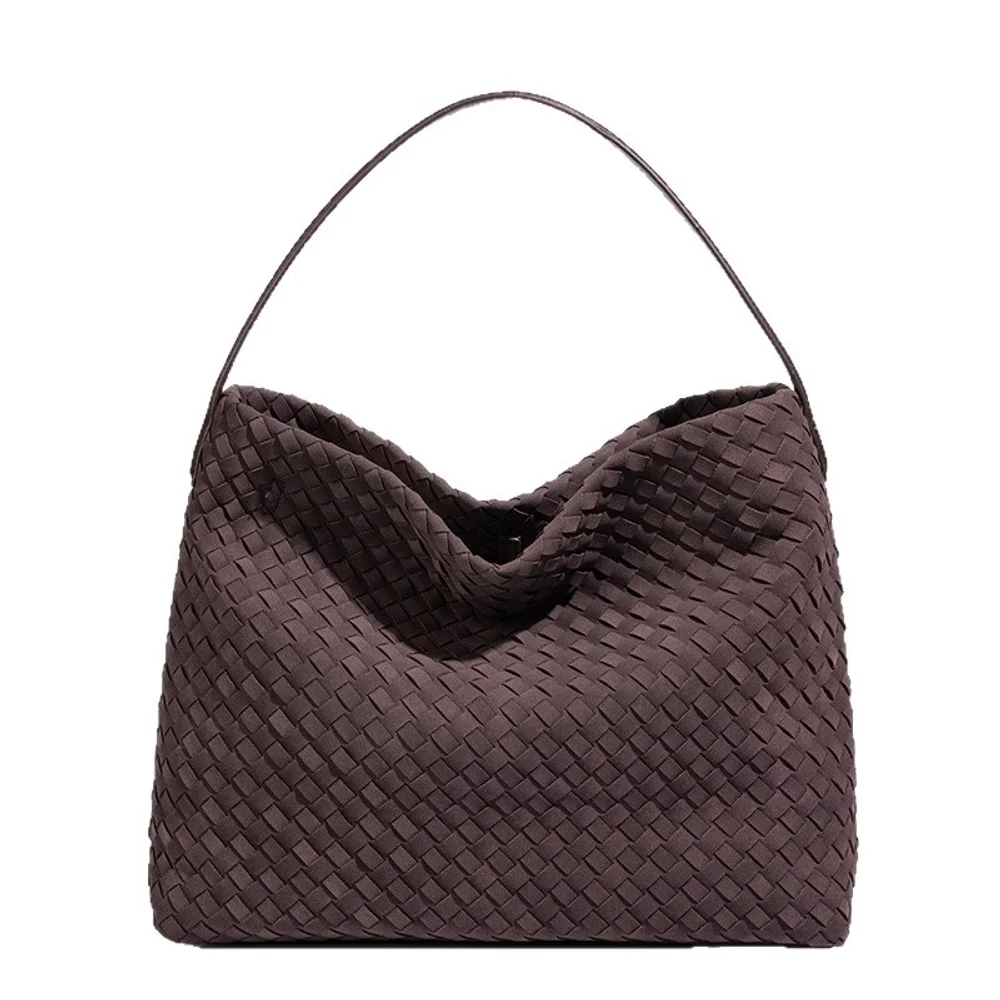 Матовая сумка для подмышек большой вместимости ручной работы с модной текстурой и универсальной сумкой на одно плечо, ведро для поездок на работу.