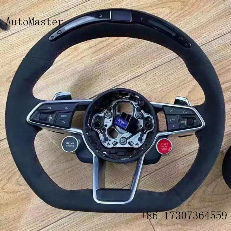Carbon Fiber Steering Wheel For Audi R8 TT TTS TTRS Steering Wheel Customized One Start Buttons Sport Wheel Assembly 2016-2023