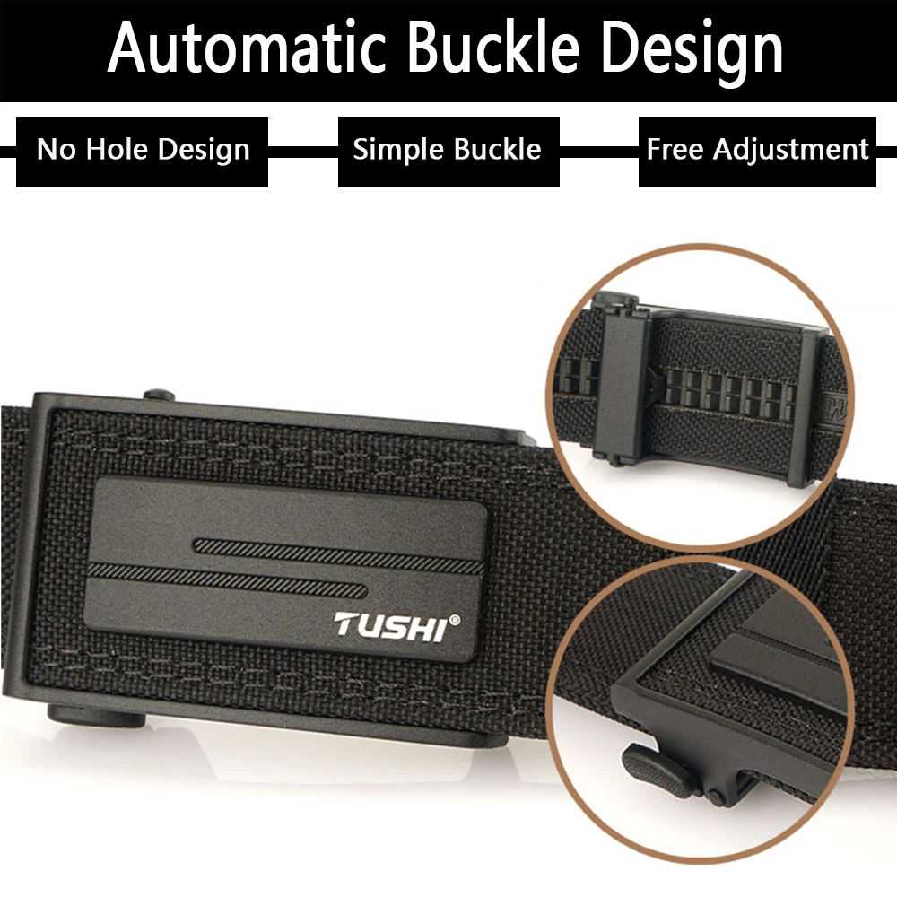 TUSHI Mens Belt Army Outdoor Hunting Multi Function Tactical Belt Canvas For Nylon Belt IPSC Training Quick Hanging Pistol Belts