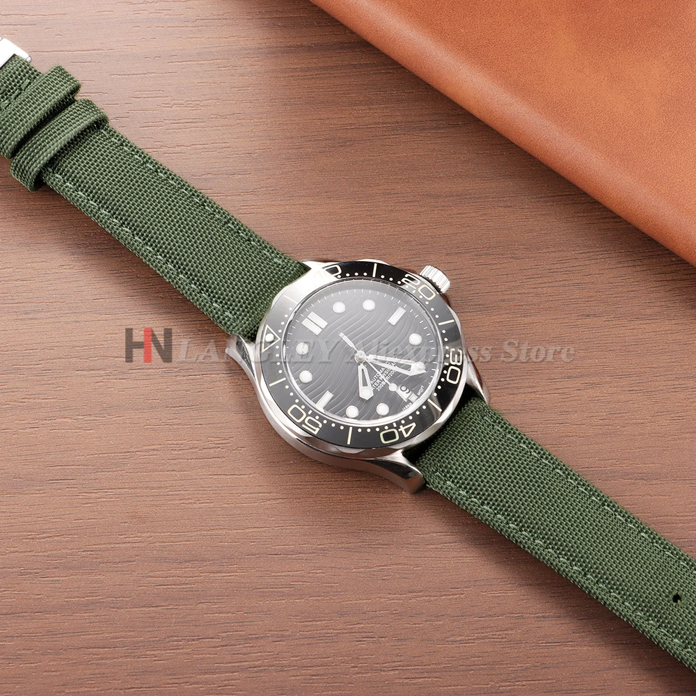 Pulseira de relógio de náilon de pano de vela premium 20mm 22mm para omega negócios borboleta fivela bandas liberação rápida masculino feminino cinto acessórios