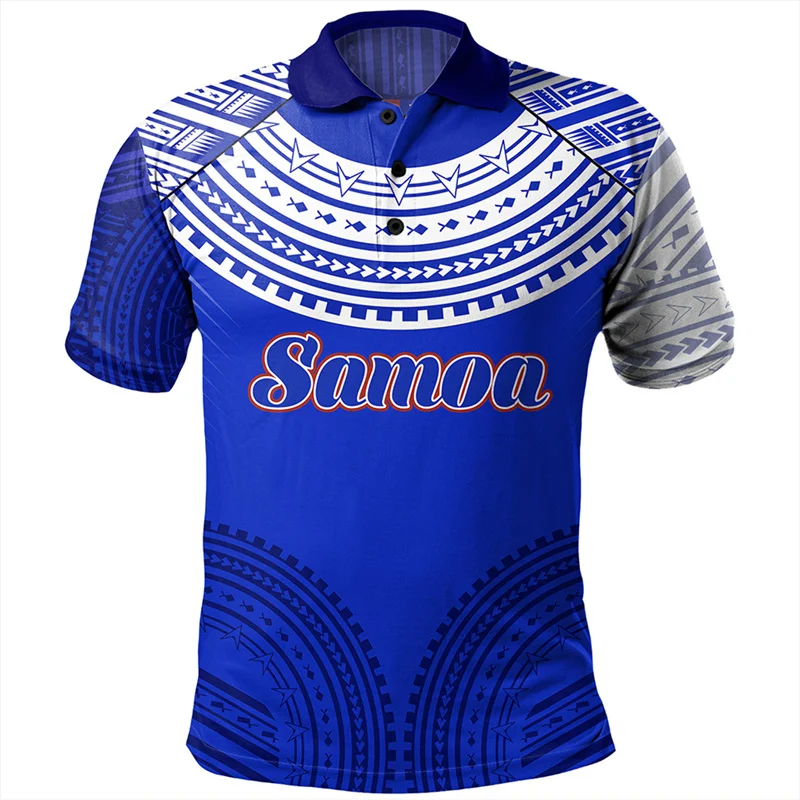 Fashion Vintage 3D Printing American Samoa Flag Polo Shirt Polynesian Toa Samoa Emblem Graphic Polo Shirts For Men Clothing Tops