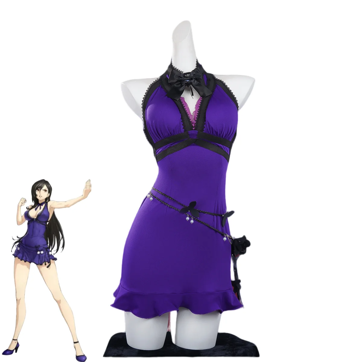 Juego de Anime Final Fantasy VII Tifa Lockhart disfraz Cosplay vestido de noche púrpura adulto Sexy carnaval traje de Navidad 2025