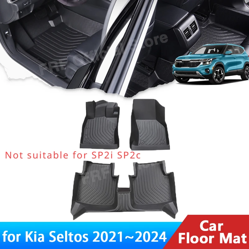 for Kia Seltos KX3 2024 2023 2022 2021 2020 2019 SP2 Accessories TPE Auto Floor Mat Foot Panel Line Carpet Pad Waterproof Parts