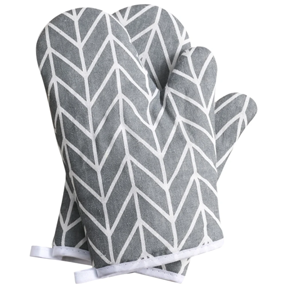 

1Pair Heat Resistant Oven Gloves Thick Cotton Linen Baking Mittens Protective Cooking Gloves for Kitchen Grill Baking Oven