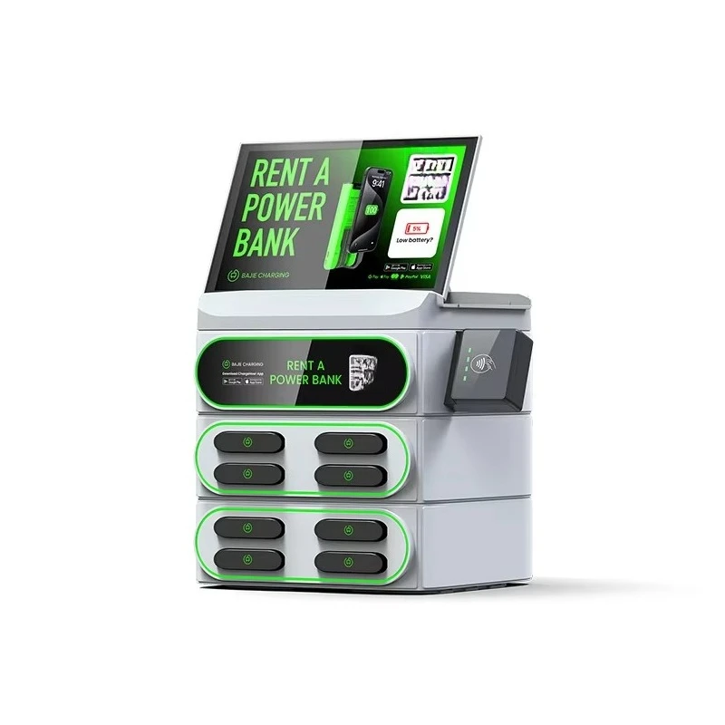 charging station, locker, kiosk 8-slot stackable shared power bank station, with app and POS payment system to automatically