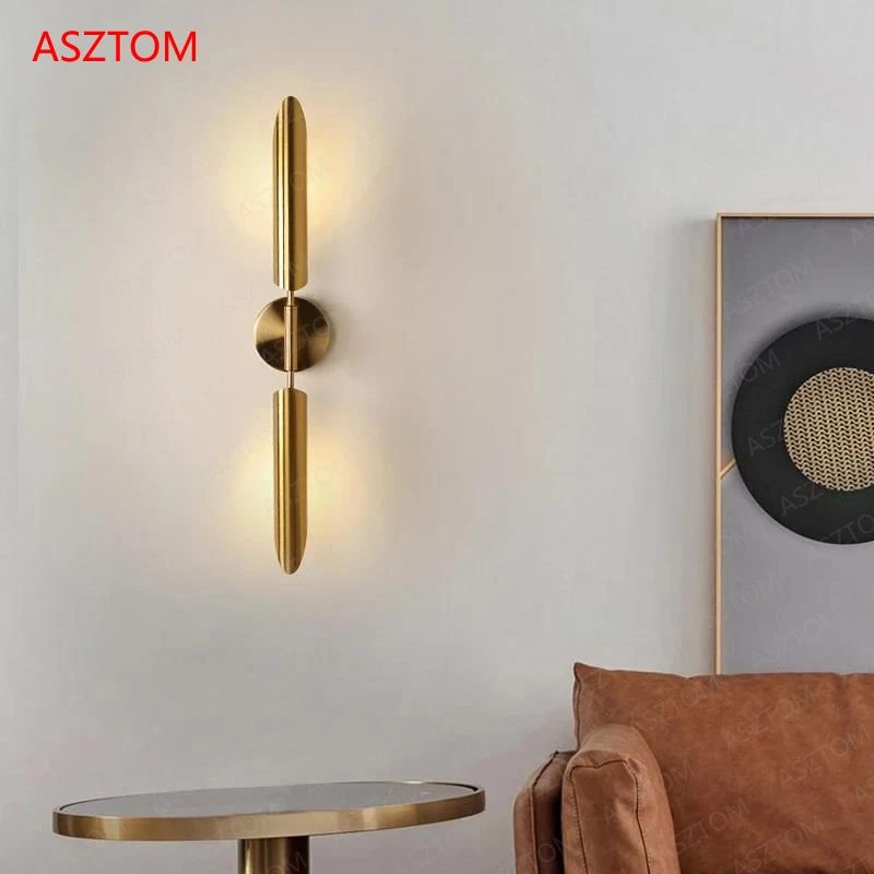 Gold tube glass ball Wall Lamps Living Room Stairs Bedside wall sconce Bathroom LED Mirror Light Home Decor Indoor Light Fixture