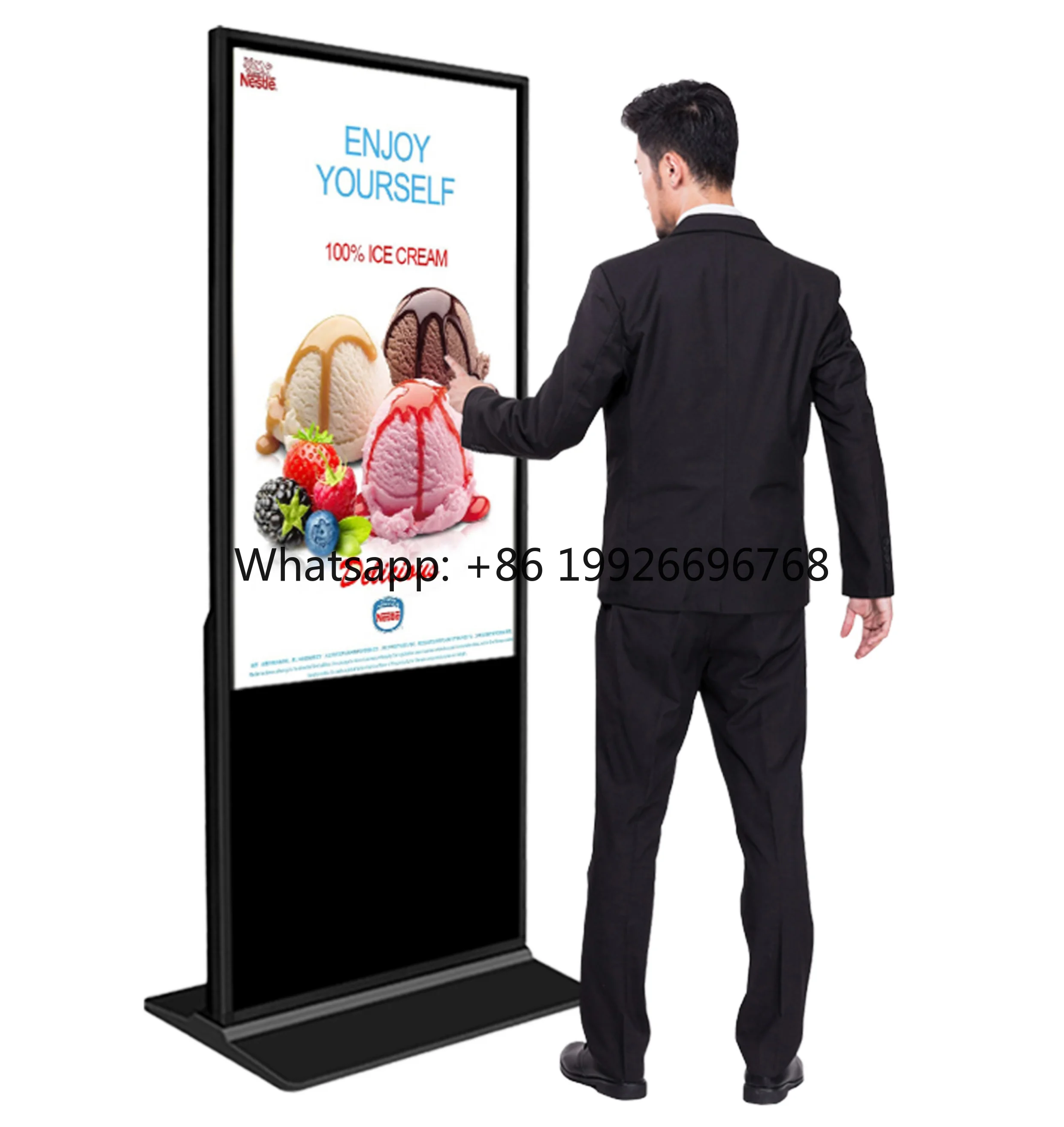 55 Inch Indoor Smart LCD Display Vertical Stand Advertising Screen Digital Signage Totem Display Kiosk Digital Menu Screen