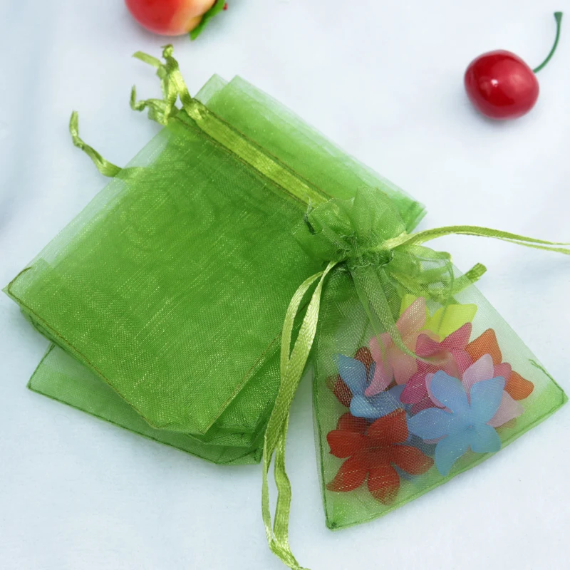 10pcs Organza Gift Bags Drawstring Pouch for Jewelry Storage Wedding Party Candy Christmas Gift Bags Jewelry Packaging Supplies