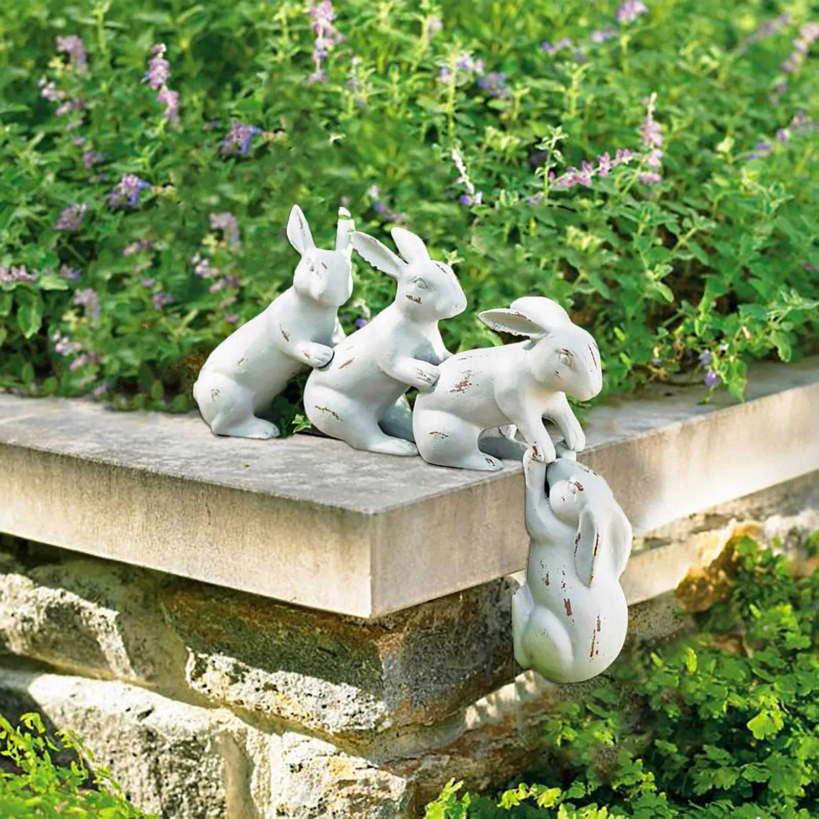 Easter Bunny Decor, Saved by A Hare Sculpture Resin Rabbit Statue Ornament Shelf, Collectible Figurines for Home Garden Decor