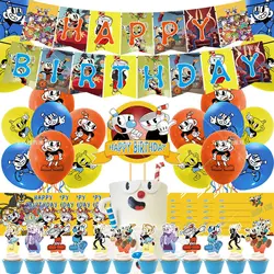 Cupheads Theme Balloon Arch Kit, Happy Birthday Decoration, Party Favor Banner, Cake Toppers, Supplies for Kids, Boy Gift