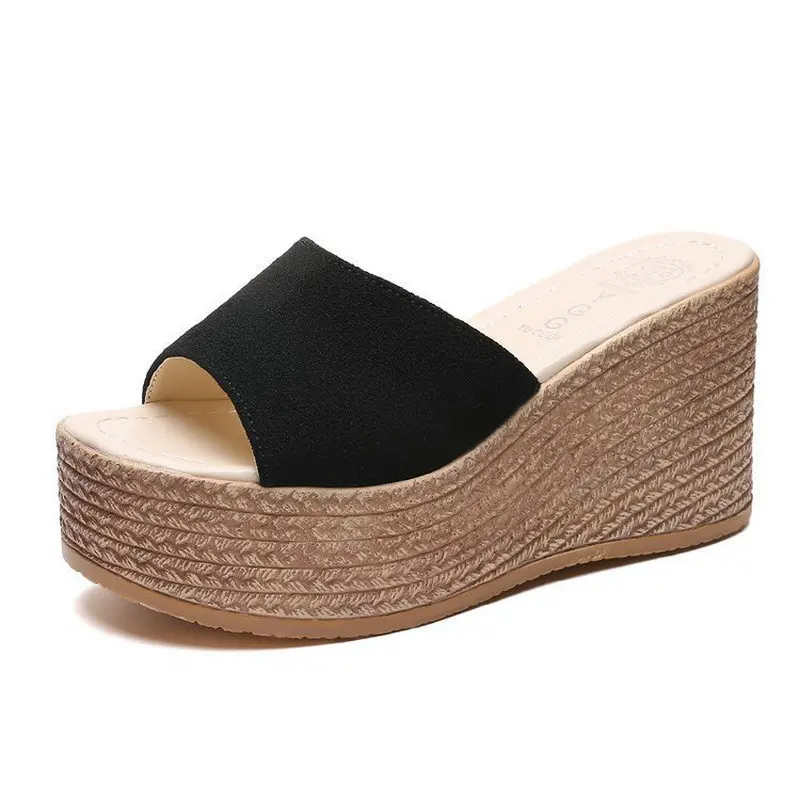 Sandalias suaves de verano para mujer, zapatillas de playa, calzado de plataforma con cuña, talla grande