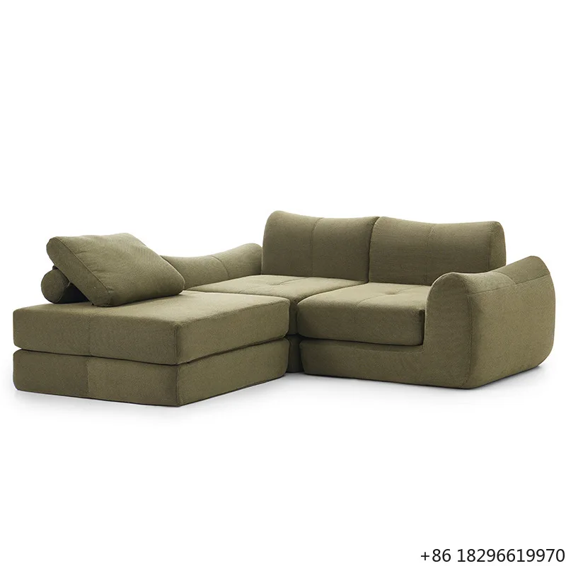 

Compression Full Sponge Folding Vacuum Sofa 3-Seater French Retro for Small Apartment