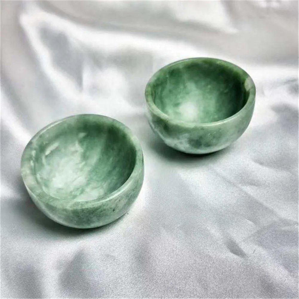 

50mm Crystal Crafts Natur Green Jade Crystal Bowl Gemstone For Decor