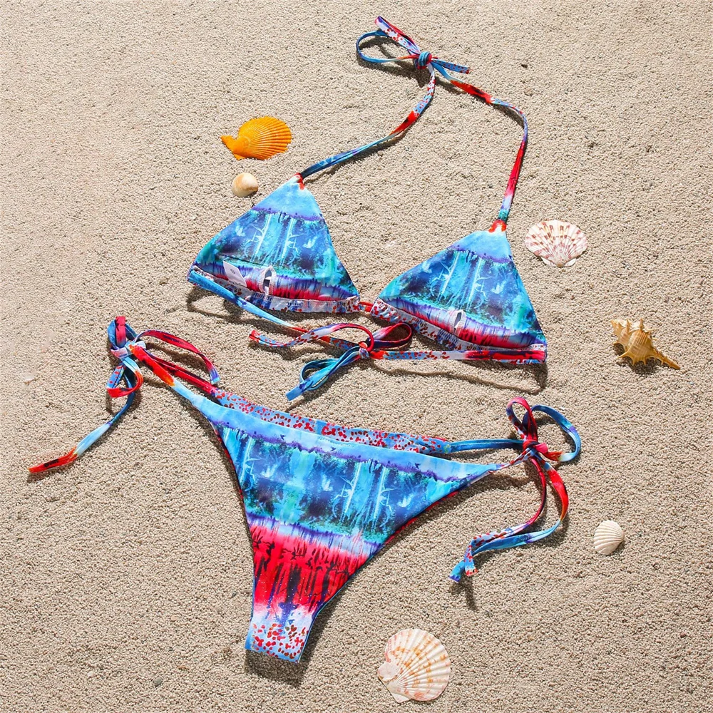 女性のためのヴィンテージビキニ,ラインストーン水着,マイクロストリング水着,ブラジルのビーチウェア,タンガ水着,2個