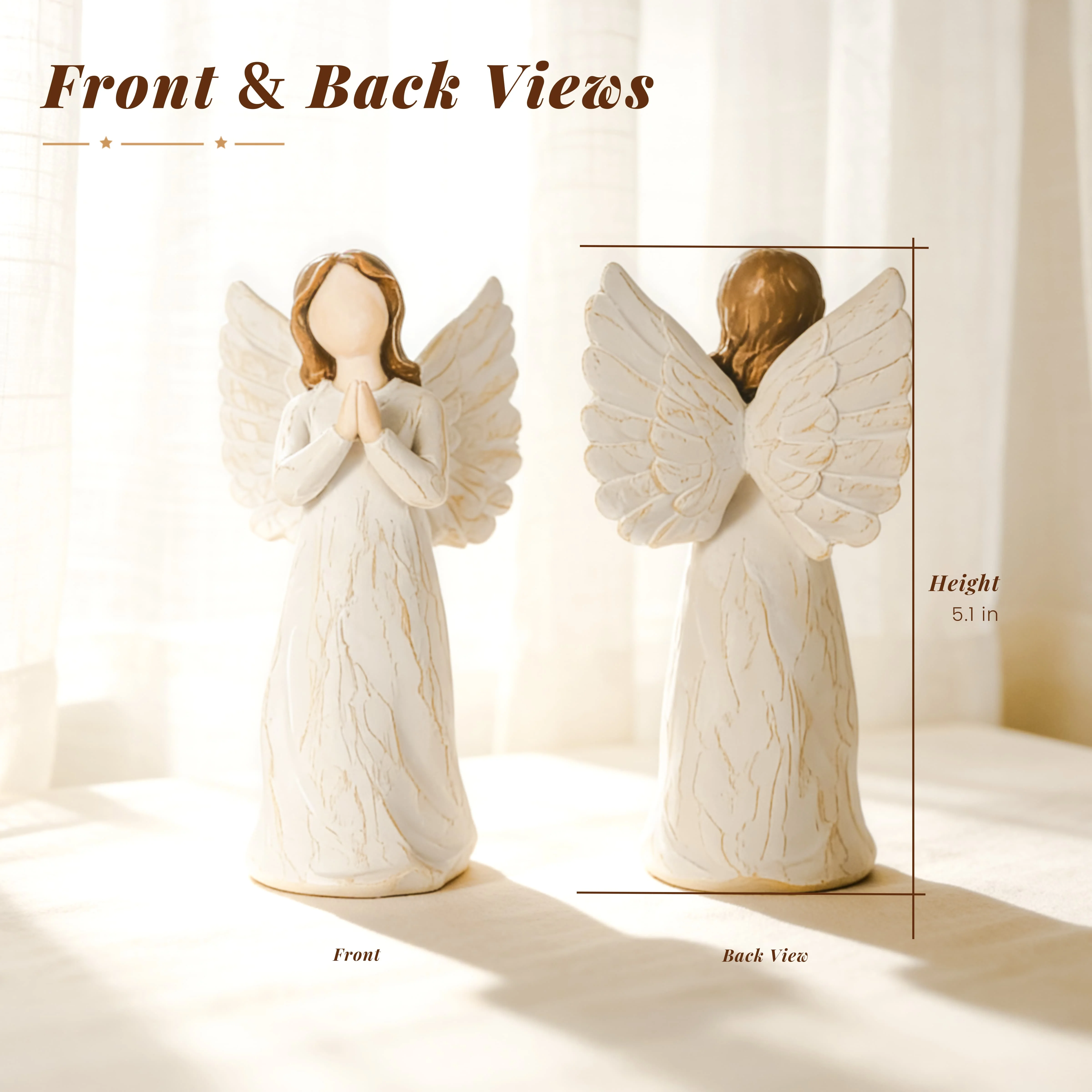 Praying Angel Resin Statue Handmade Figurine Prayer Keepsake Home Tabletop Decoration Memorial Sympathy Gift