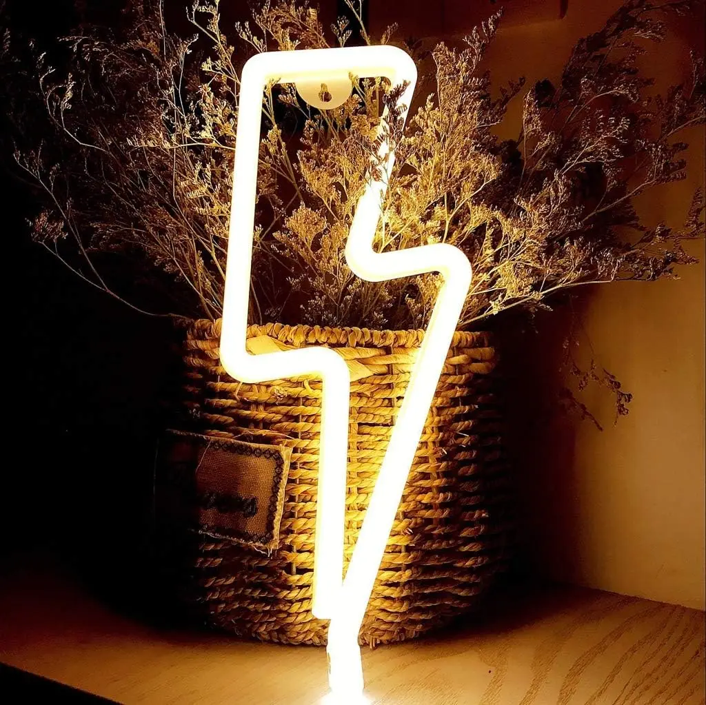 Lightning Neon Lamp USB Battery Nightlight Blue Yellow Decor
