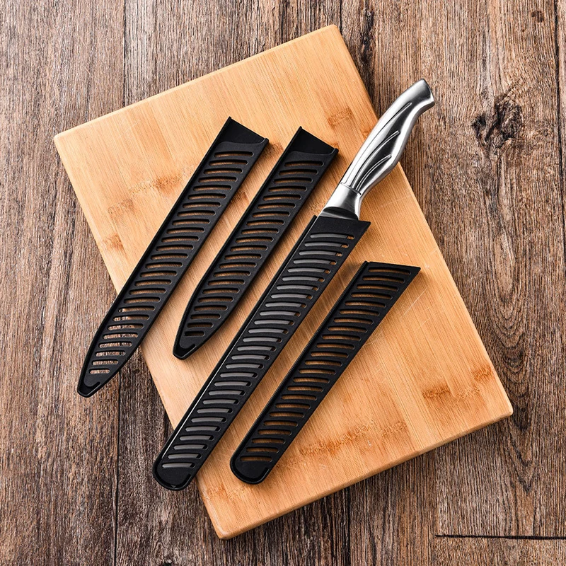 Kitchen Knife Sheath Black Plastic Knife Covers Knife Blade Protector Cover Edge Guards Case Kitchen Accessories Supplies