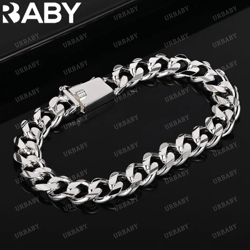

URBABY 925 Sterling Silver Chain Bracelets For Women Wedding Party Anniversary Gift Fashion Fine Jewelry