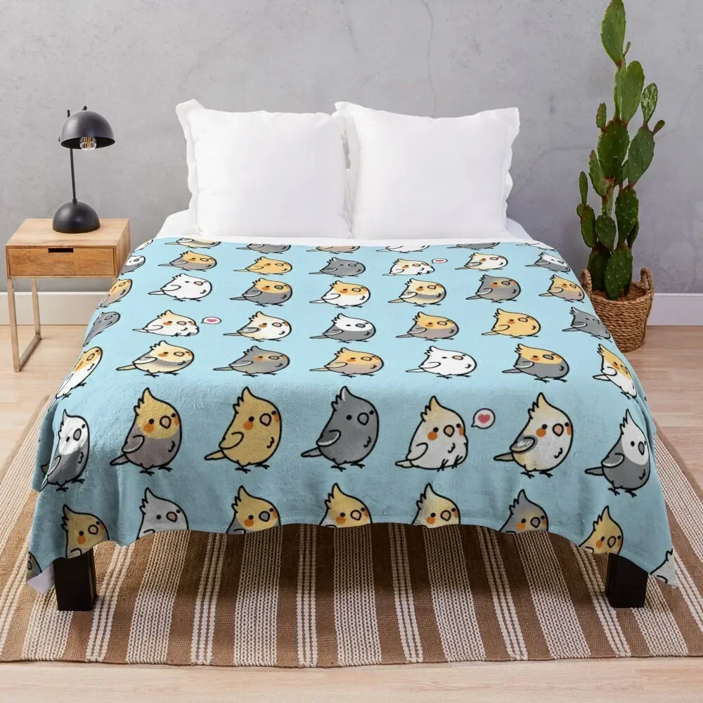 Chubby Cockatiel Collection Throw Blanket Soft Plaid Hair Cute Plaid Camping Bed Blankets