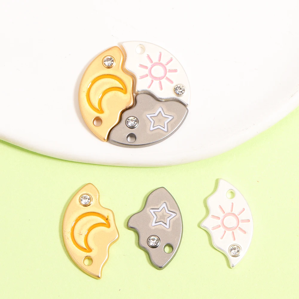 2 مجموعة الشمس القمر ستار أفضل صديق قلادة جولة الربط سبيكة سحر Diy بها بنفسك الأصدقاء الجيدين ، زوجين قلادة المفاتيح الملحقات #2