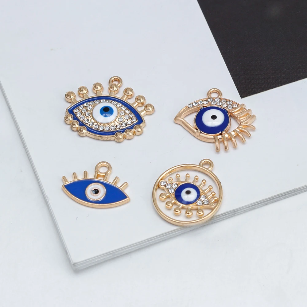 10pcs Alloy Evil Eyes Charms For Women Jewelry Making Turkish Eye Eyelash Pendants Necklace Bracelet DIY Accessories Supplies