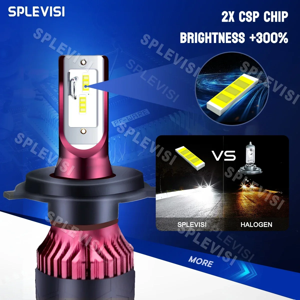 1 Pair Fitment Headlight High Low Beam 200W CSP Chips For VW UP 2011 2012 2013 2014 2015 2016 2017 2018 2019 2020 LED Light Bulb