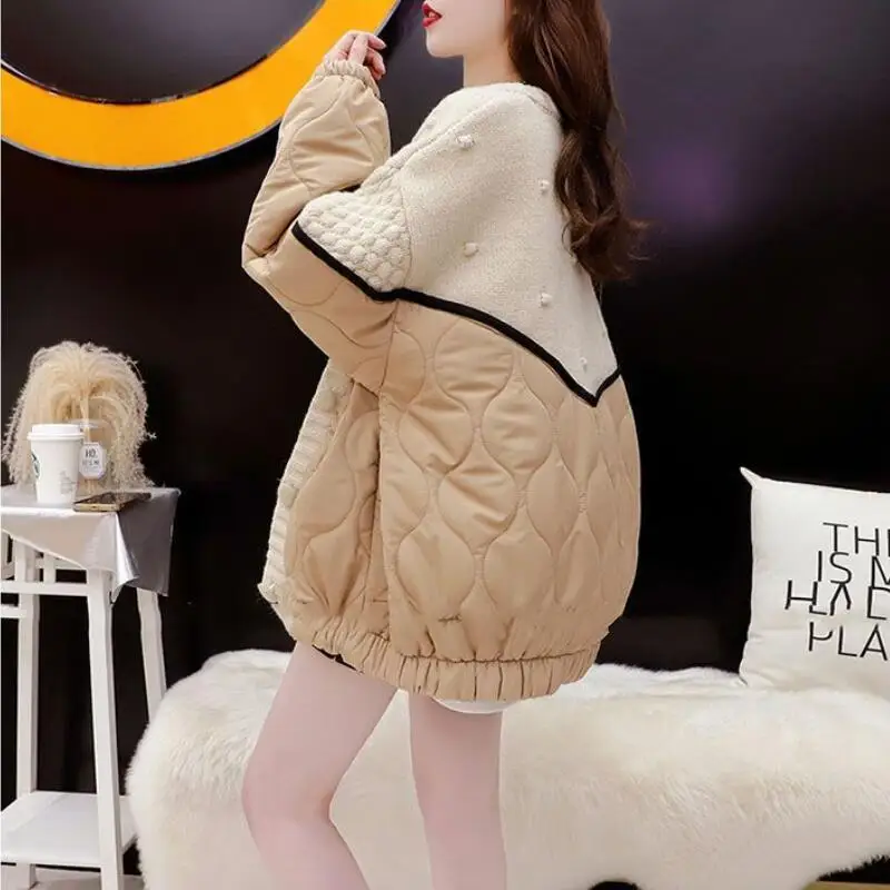 2026 Autunno Inverno Donna Francese Dolce Stile Pigro Versione Coreana Top Impiombati Moda Allentato Spessore Maglia Maglione Giacca di Cotone