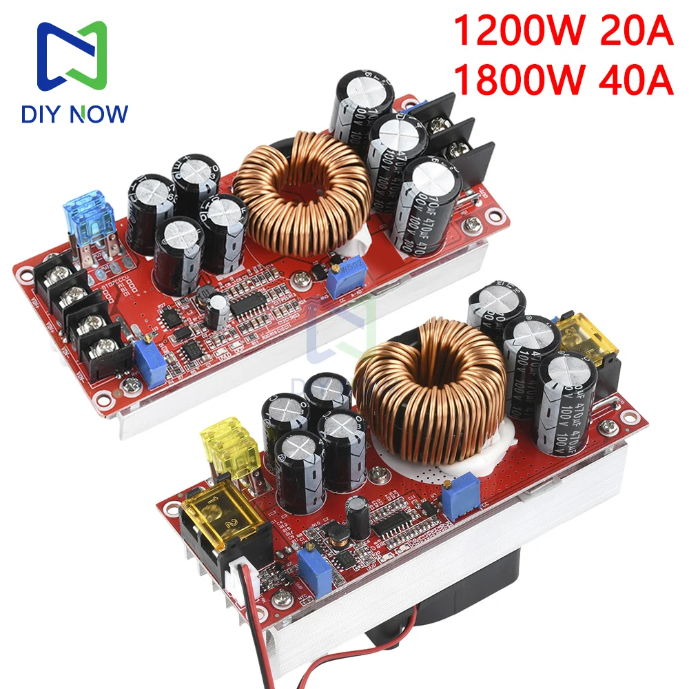 1800W 40A Boost Power Module 1200W 20A DC-DC Boost Converter 10-60V to 12-90V Adjustable Voltage Converter