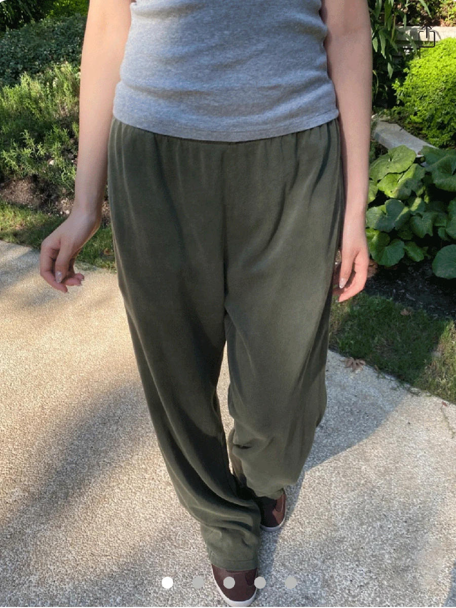 

Lace-up Olive Green Casual Straight Pant Women Autumn High Waist Cotton Wide Leg Trouser Vintage Streetwear Drawstring Sweatpant