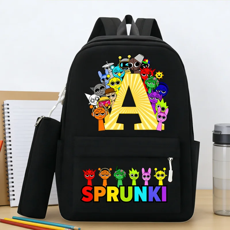 

Рюкзак Sprunkis (2 шт.) с пеналом, школьный ранец для студентов, повседневный вместительный рюкзак для мужчин, с мультяшным аниме-дизайном, подарок