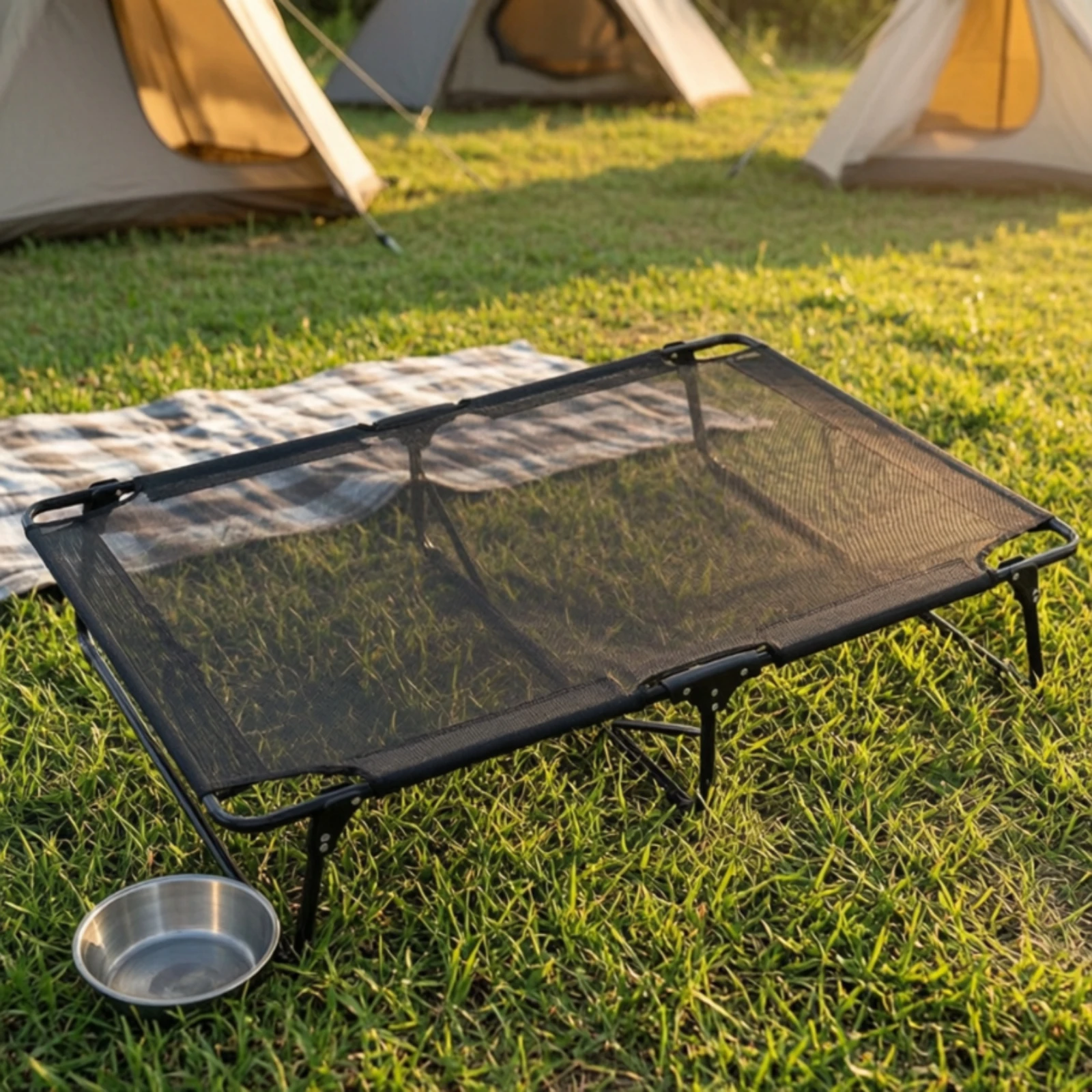 Lit surélevé pour animaux de compagnie sans assemblage, lit surélevé pour chien, pliable et respirant pour chiens, patio, camping