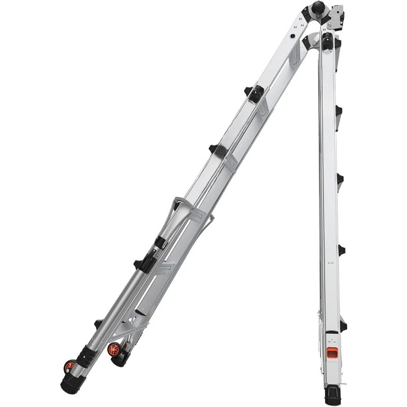 Ladders Multi-Position Ladder Aluminum 300lbs weight rating Rachet leg levelers allow user to adjust the ladder to uneven ground