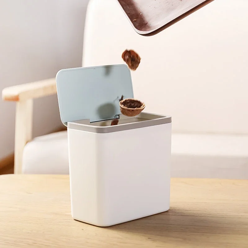 

Square Mini Small Waste Bin Desktop Garbage Basket Home Table Plastic Office Supplies Trash Can Dustbin Sundries Barrel Box New