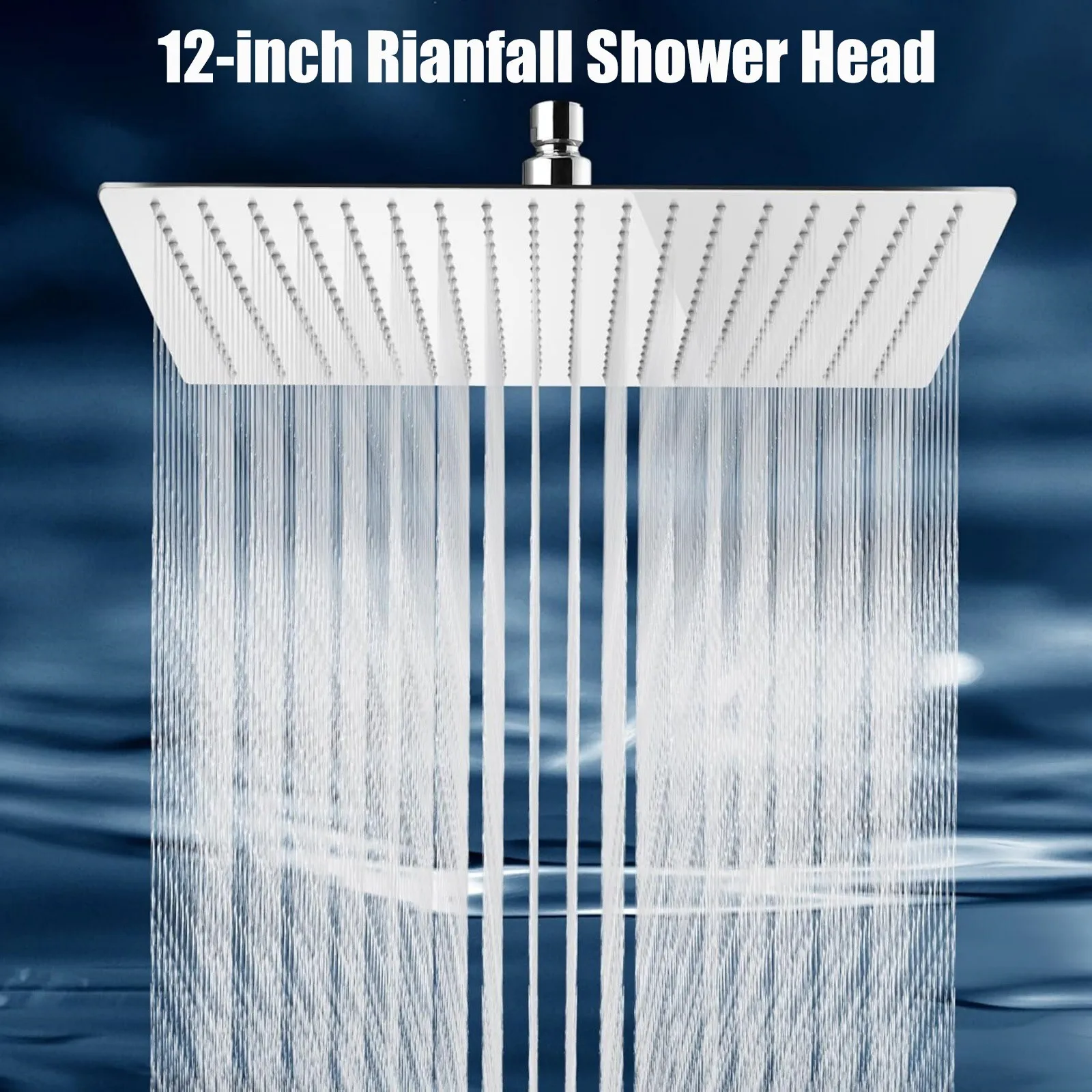 

12-дюймовая светодиодная насадка для душа с дождевой насадкой, хромированная квадратная насадка для душа высокого давления с дождевой насадкой