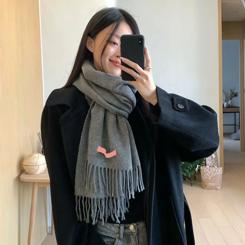 Winter Fashion AC Scarf Women Warm Pashmina Female Scarves Wraps Bufanda Tassels Shawl Long Hairy Luxury Brand Scarf Solid