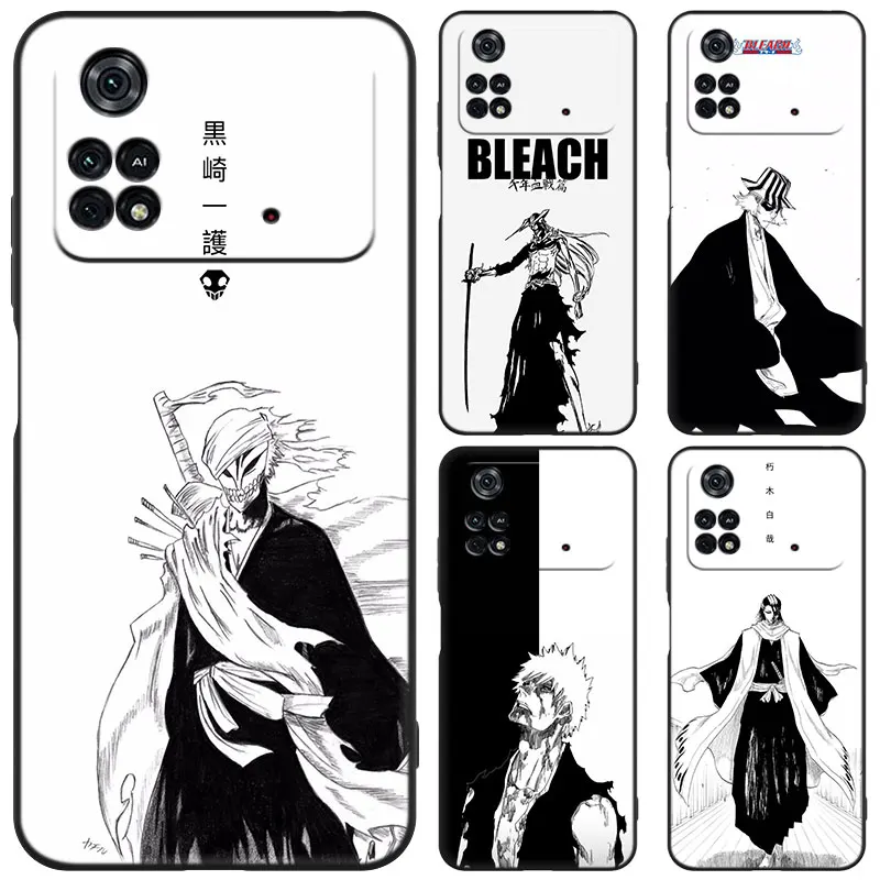 Anime Bleach ichigo Kurosaki Black Case For Xiaomi Mi POCO M6 Pro F5 X5 X4 X3 NFC M5S M3 M4 Pro 5G F3 F4 GT F1 F2 Cartoon Cover