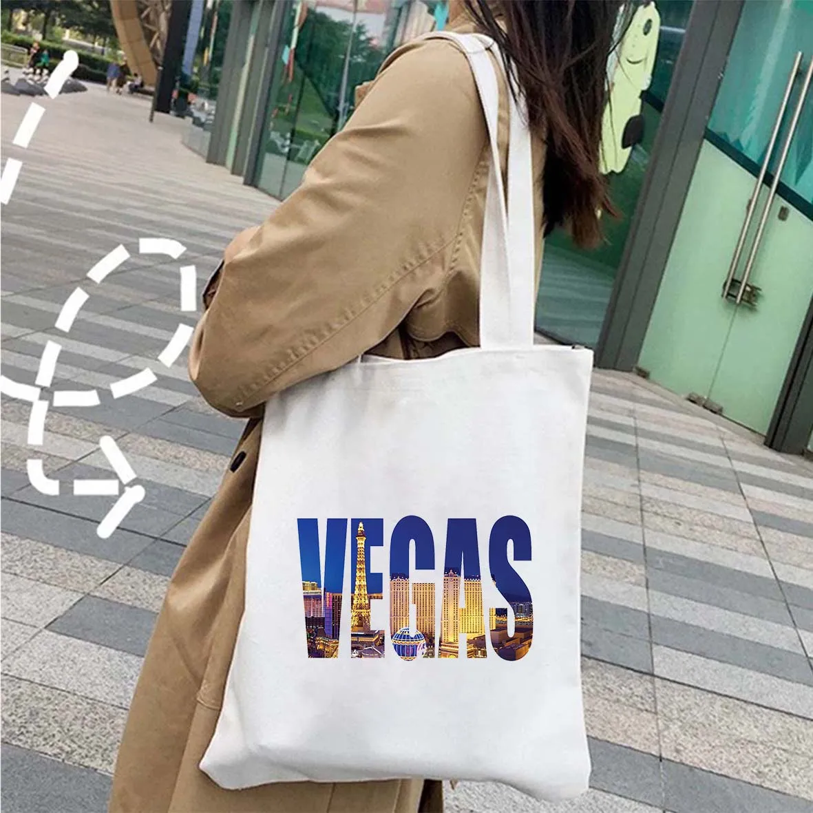 London New York Amsterdam Miami San Francisco Split Vegas Paris Letter Women\'s Canvas Shoulder Totes Bag Cotton Shopping Handbag