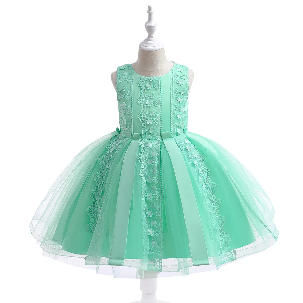 3-10 Years Kids Christmas Party Dress For Girls Appliques Vestidos Elegant Wedding Dresses With Bow Children Birthday Prom Gowns