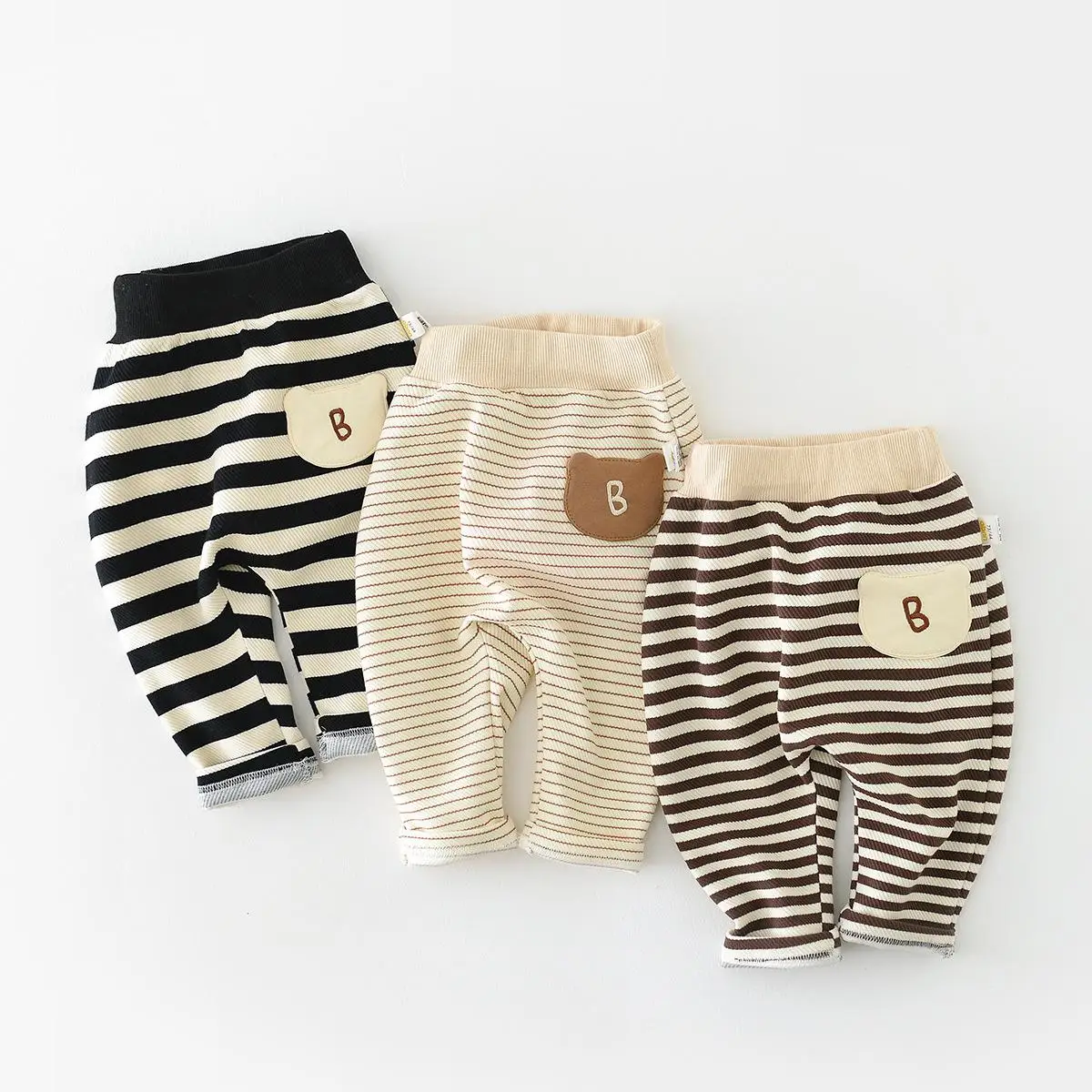Autumn New Baby Striped Trousers Infant Boy Big Pp Pants Children Casual Pants Toddler Girl Harem Pants Kids Clothes