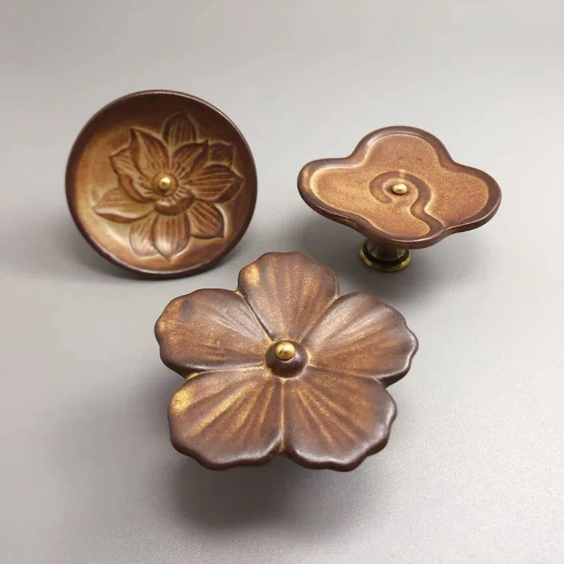 Drawer cabinet handle, high-end new Chinese-style cabinet, wardrobe door surface-mounted single-hole ceramic concept handle