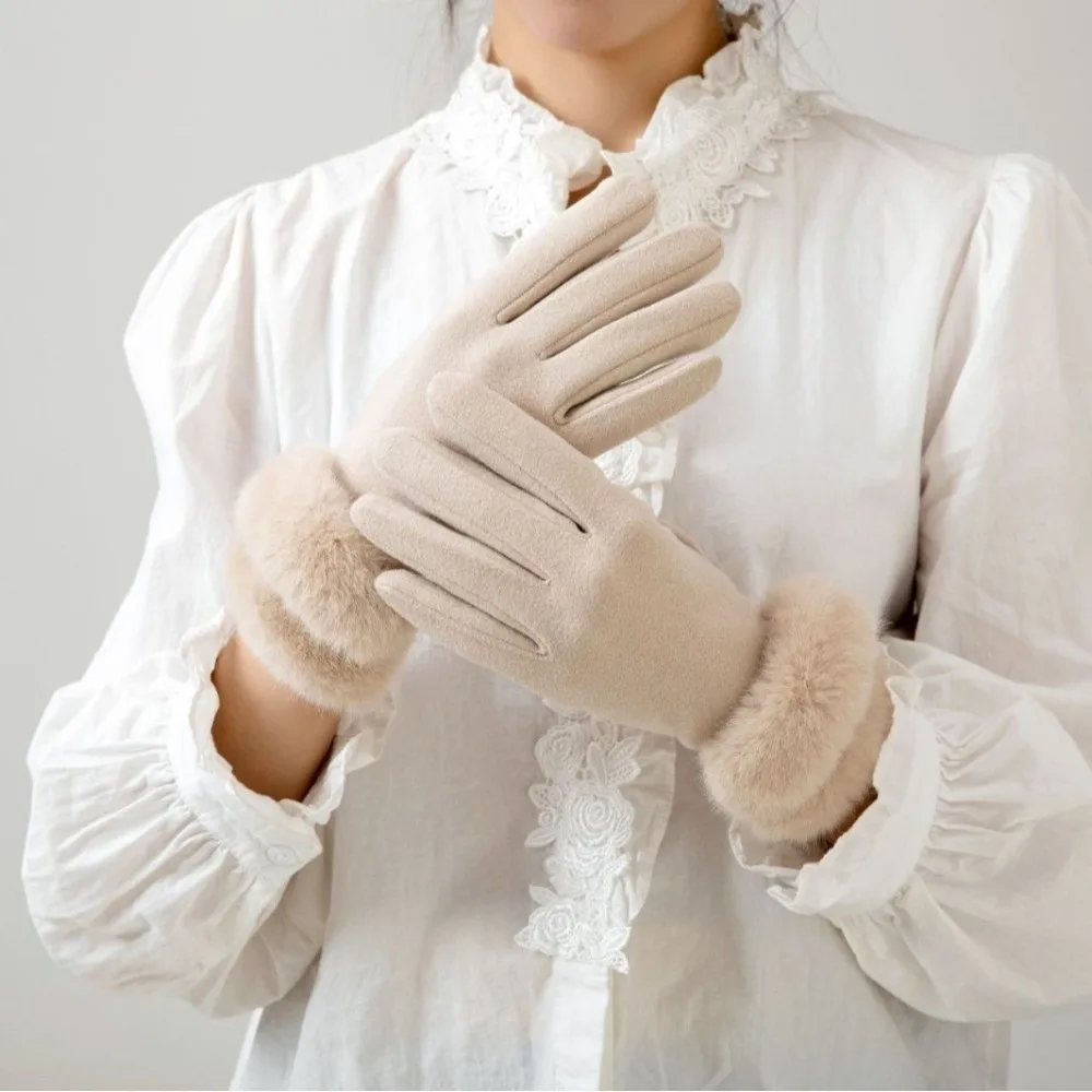 موضة بلون الجلد المدبوغ قفازات شاشة تعمل باللمس لينة الدراجات القفازات الدافئة سميكة النساء قفازات الشتاء الخريف/الشتاء #2