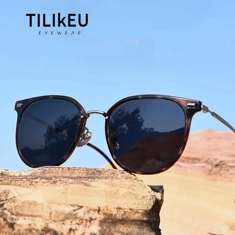 

New Popular Women Ultra Light Pure Titanium Retro Myopia Sunglasses Polarized with Prescription Summer Big Face Women Sunglasses