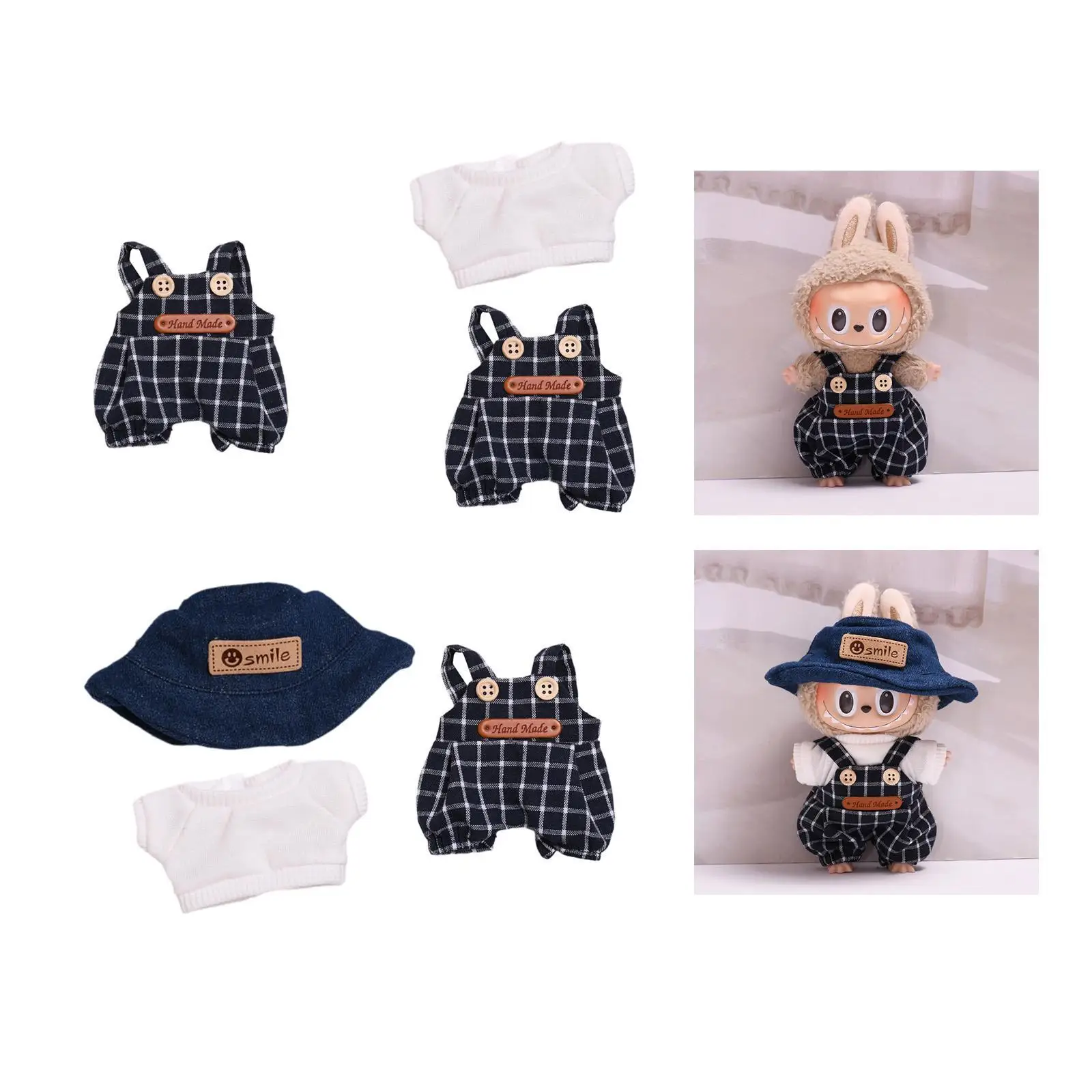 Plush Doll Playsuit Dress up Decoration for Kids Imagination Coordination Photo Props Girl Doll Pants Costumes for 17cm Doll