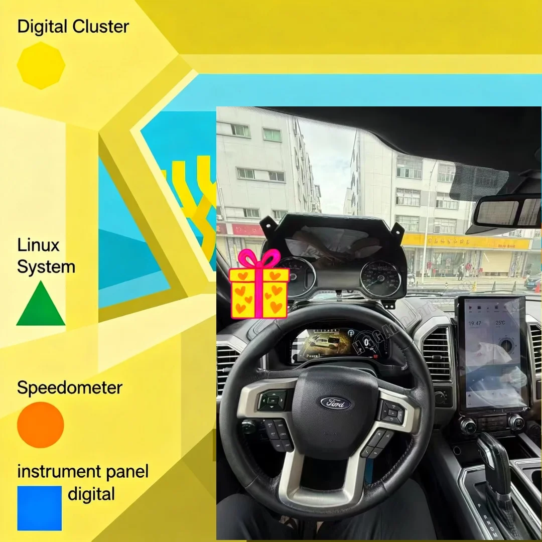 

12.3inch LCD Digital Dashboard Cluster For Ford F150 Raptor 2009-2020 Virtual Instrument Panel Speedometer Virtual Cockpit Linux