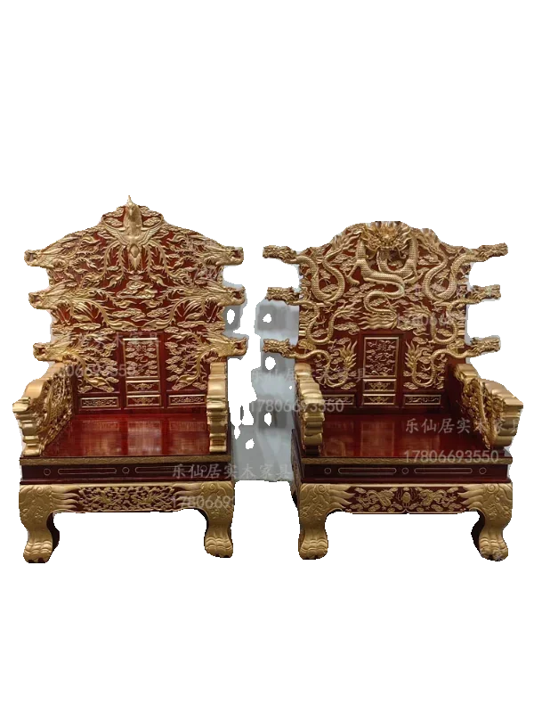 كرسي التنين العتيق العرش الخشب الصلب الإمبراطور الإمبراطور السينمائي والتلفزيون الدعائم شاشة كولون ماستر دارما