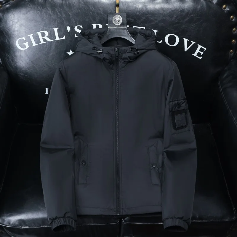 Station Tide Large Size Cotton Jacket Men's Winter New Style Casual Hooded Coat Long Zipper  Color Fashionable Youth Style