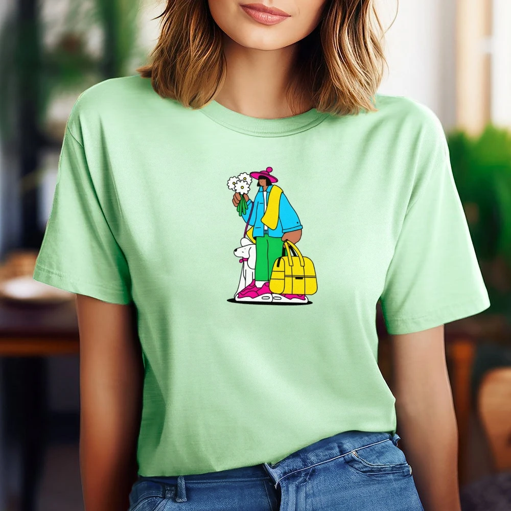 เสื้อยืดกราฟิกย้อนยุค UV-Reactive - ยิมเปลี่ยนสีสําหรับผู้หญิง Essential ศิลปะที่เปิดใช้งานด้วยแสงแดดสําหรับเส้นทาง