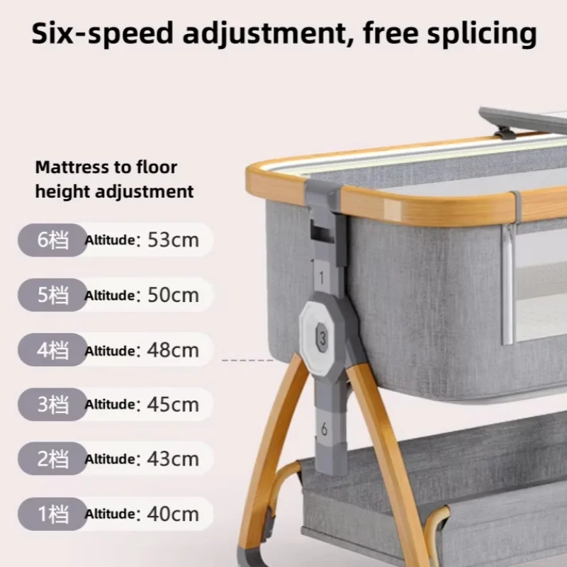 0-2 years old crib Mobile Multi-functional portable crib folding high and low adjustable cradle bed Baby patchwork bb bed