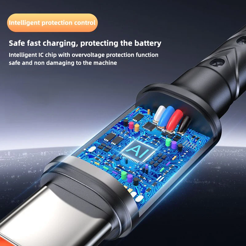 100 واط 6A USB إلى C شحن سريع كابل بيانات نوع C شحن سريع النايلون مضفر سلك بيانات USB PD المحمولة شحن سريع 1 متر خط البيانات